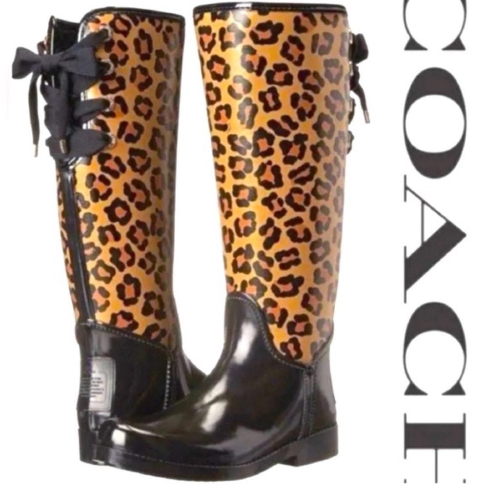 Coach Cheetah Rain Boots - Size 7